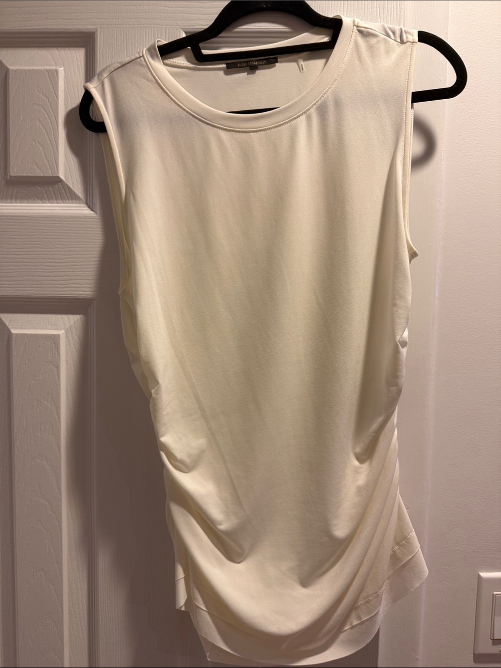 Kobi Halperin Cream Sleeveless Drape-Front Tank